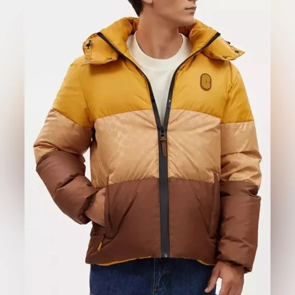 Coach | Jackets & Coats | Coach Mens Colorblock Down Hooded Logo